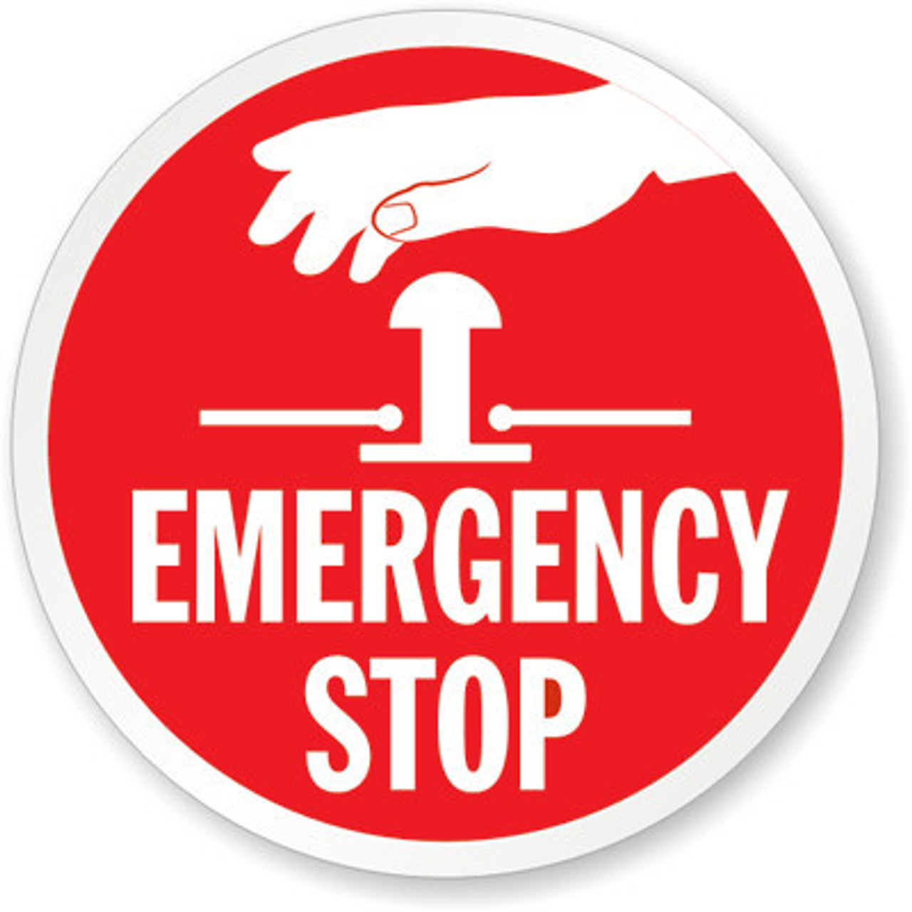 emergency stop button sign