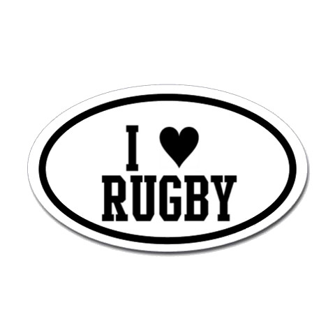 I Love Rugby Oval Bumper Sticker