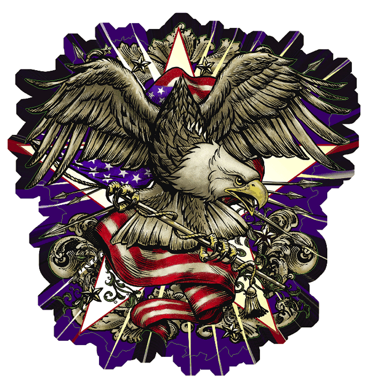 Bald Eagle With American Flag In Neon Style Graphic Printed 3D Shirt -  Bring Your Ideas, Thoughts And Imaginations Into Reality Today