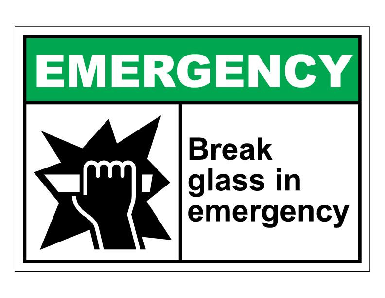 ANSI Emergency Break Glass In Emergency