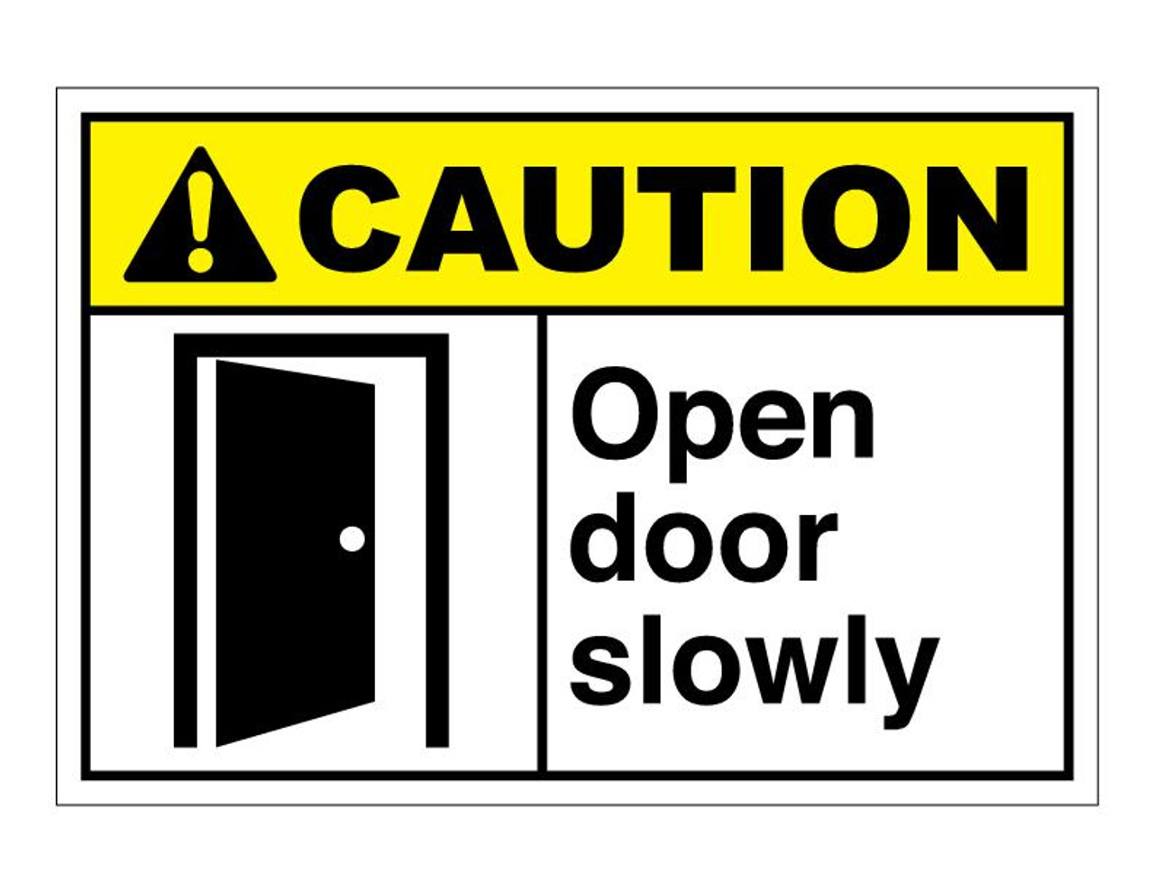 ANSI CAUTION Door may open suddenly Sign with Symbol ACE-25176