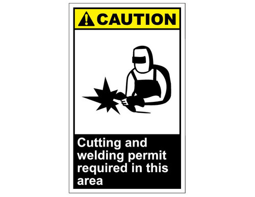 ANSI Caution Cutting And Welding Permit Required In This Area
