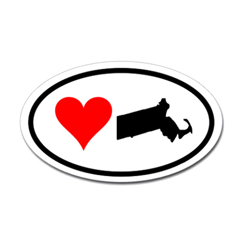 Massachusetts Love Oval Sticker