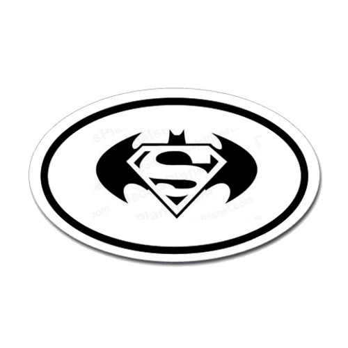 Batman and Superman Combo Oval Sticker