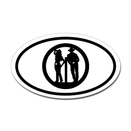 Cowgirl and Cowboy Oval Sticker