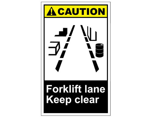 ANSI Caution Forklift Lane Keep Clear