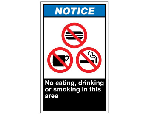 ANSI Notice No Eating, Drinking Or Smoking In This Area