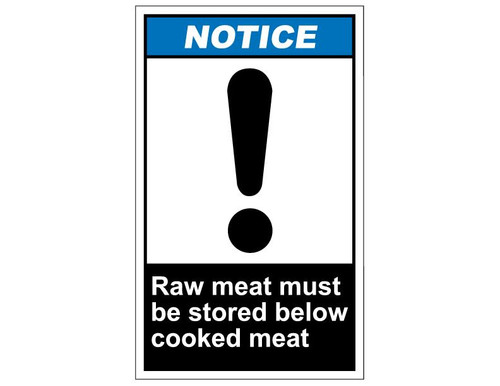 ANSI Notice Raw Meat Must Be Stored Below Cooked Meat