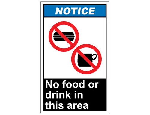 ANSI Notice No Food Or Drink In This Area