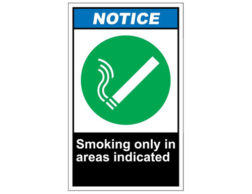 ANSI Notice Smoking Only In Areas Indicated