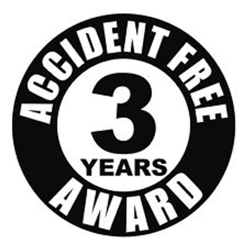 Accident Free 3 Years Award Hardhat Sticker