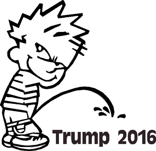 Pissing Calvin on Donald Trump 2016