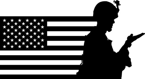 American Flag with Soldier #12 Decal