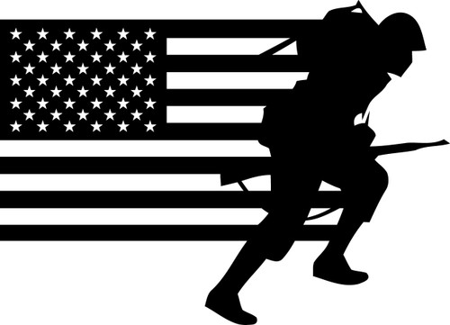 American Flag with Soldier #14 Decal