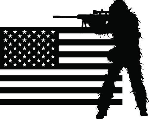 American Flag with Sniper Soldier #15 Decal