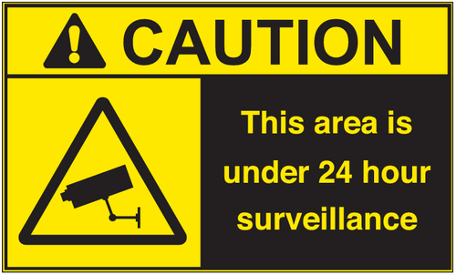 ANSI Caution This Area Is Under 24 Hour Surveillance Vinyl Sign #1