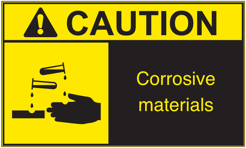 ANSI Caution Corrosive Material Vinyl Sign