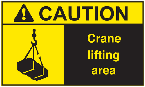 ANSI Caution Crane Lifting Area Vinyl Sign