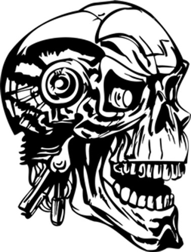 The Warped Robot Skull Decal