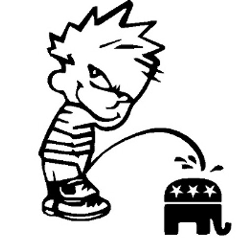 Pissing "Calvin On Republicans" Decal