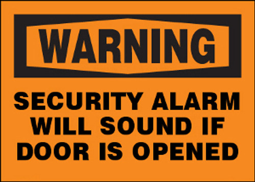 Warning Security Alarm Will Sound If Door is Opened Sign