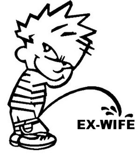 man pissing on ex-wife stickers