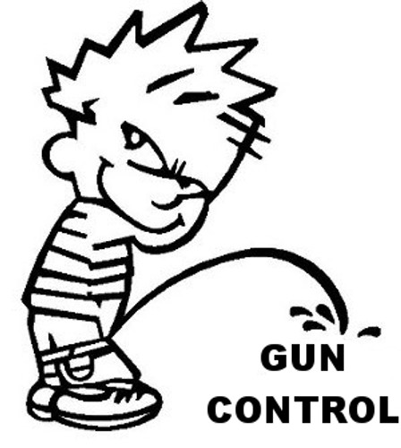 Pissing "Calvin On Gun Control" Decal