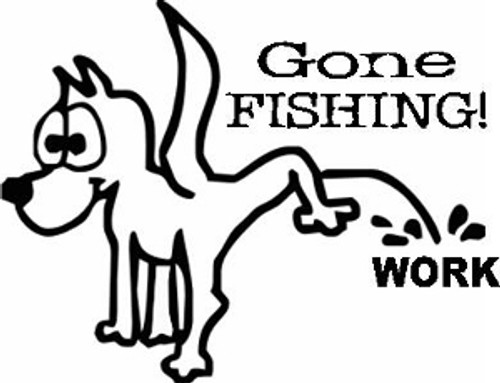 Pissing "Calvin Dog - Gone Fishing" Decal