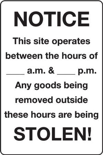 Notice This Site Operating Hours