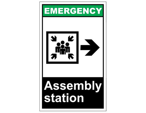 ANSI Emergency Assembly Station With Right Arrow