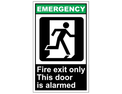 ANSI Emergency Fire Exit Only This Door Is Alarmed