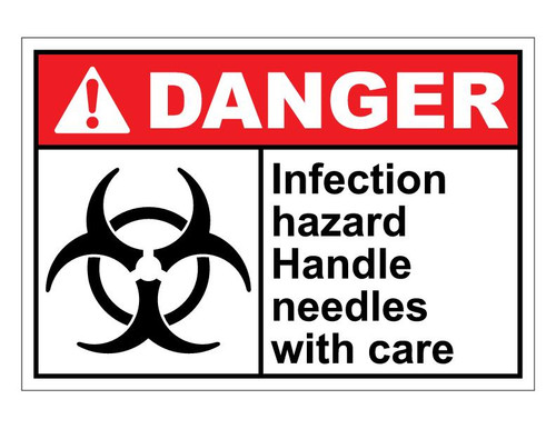 ANSI Danger Infection Hazard Handle Needles With Care