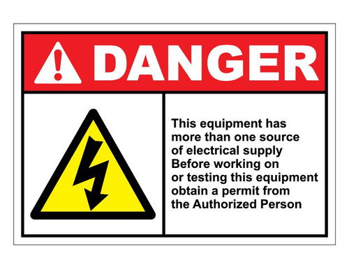 ANSI Danger This Equipment Has More Than One Source Of Electrical Supply