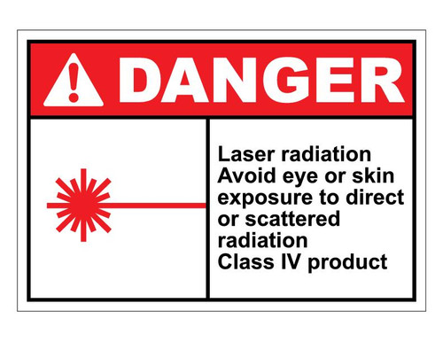 ANSI Danger Laser Radiation Avoid Eye Or Skin Exposure Class IV Product