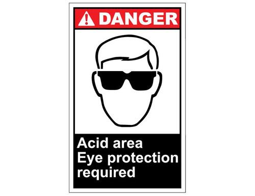 ANSI Danger Acid Area Eye Protection Required