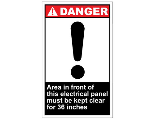 ANSI Danger Area In Front Of This Electrical Panel Must Be Kept Clear For 36 Inches