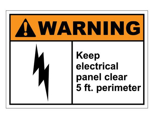 ANSI Warning Keep Electrical Panel Clear 5 FT. Perimeter