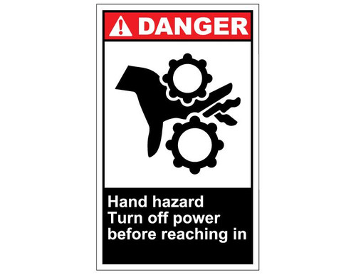 ANSI Danger Hand Hazard Turn Off Power Before Reaching In