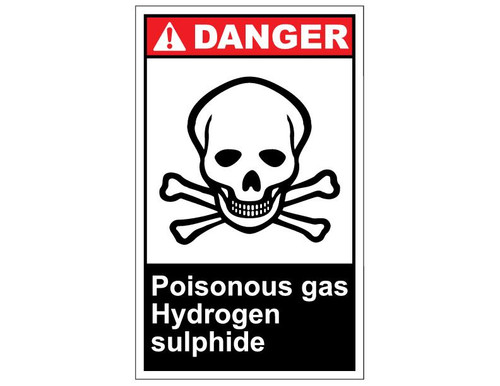 ANSI Danger Poisonous Gas Hydrogen Sulphide