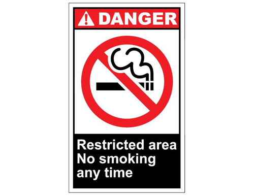 ANSI Danger Restricted Area No Smoking Any Time