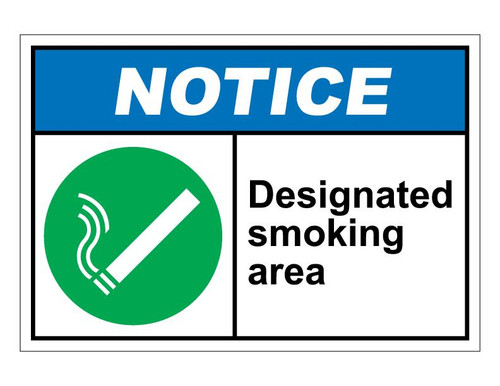 ANSI Notice Designated Smoking Area