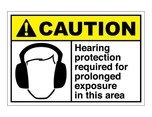 ANSI Caution Hearing Protection Required For Prolonged Exposure In This Area