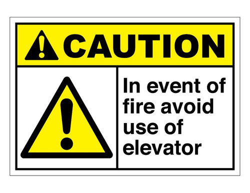 ANSI Caution In Event Of Fire Avoid Use Of Elevator