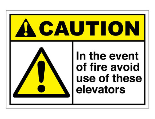 ANSI Caution In Event Of Fire Avoid Use Of These Elevators