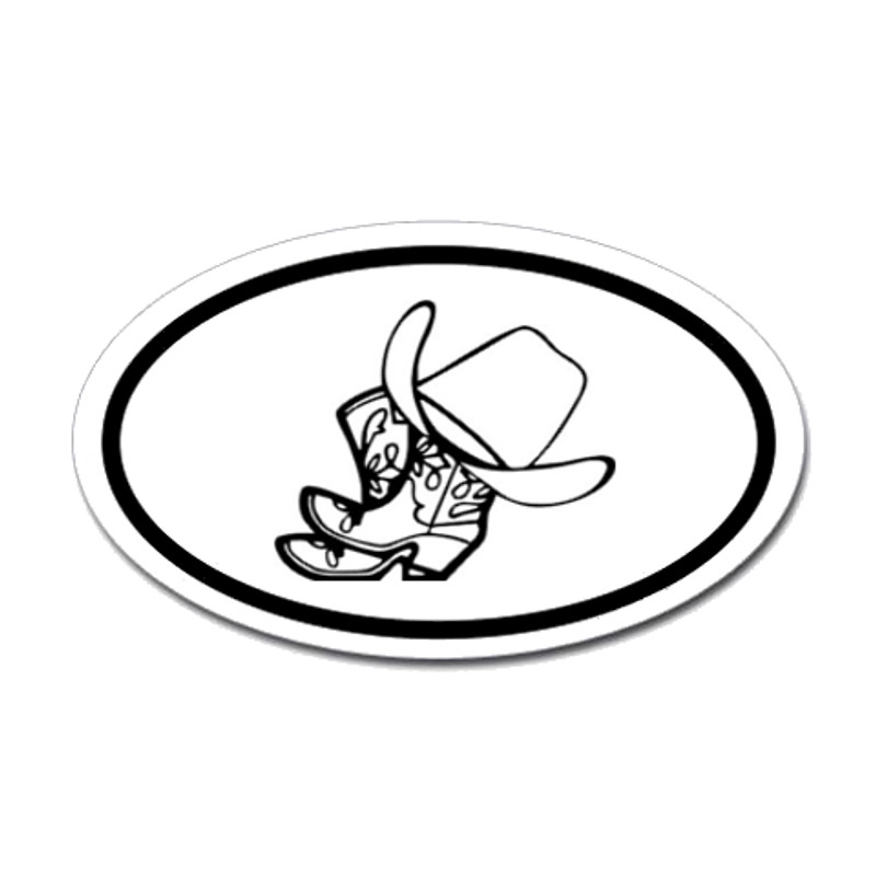Cowboy Boots And Hat Oval Sticker