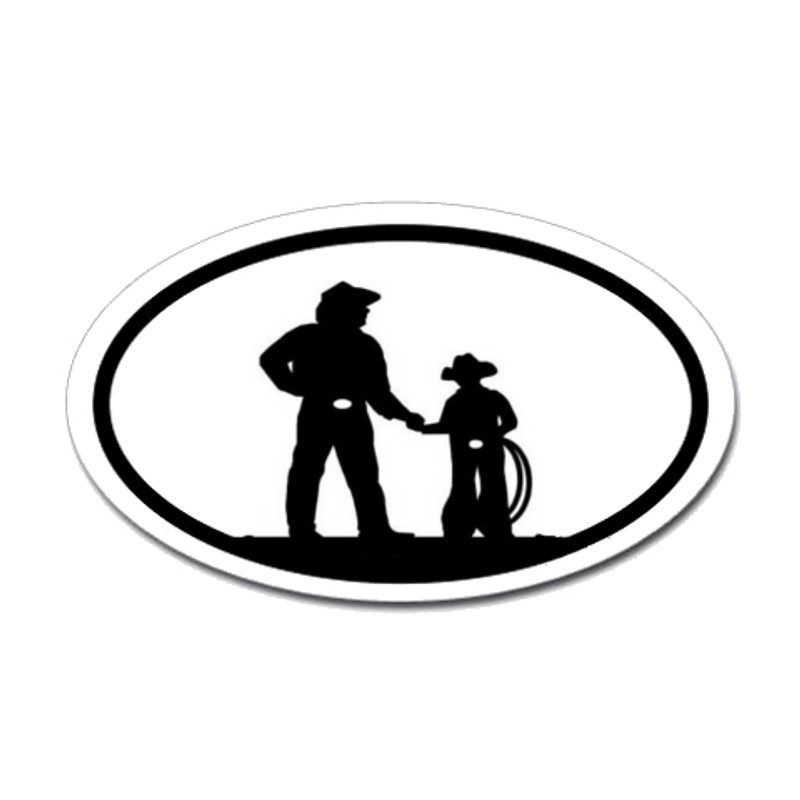 Cowboy and Son Oval Sticker