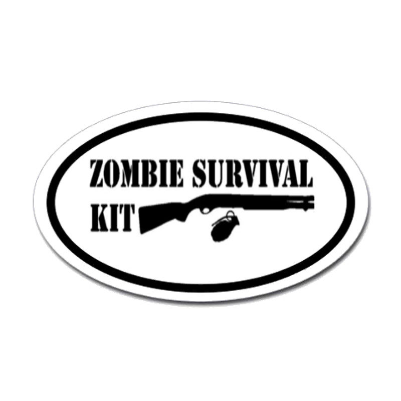 Zombie Survival Kit Oval Sticker