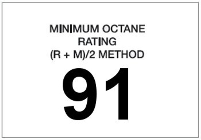 Minimum Octane Rating 91 (White)