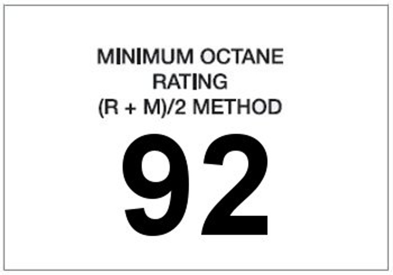 Minimum Octane Rating 92 (White)