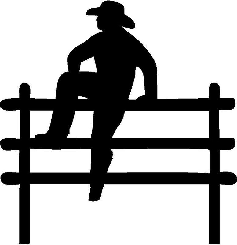 Cowboy On Fence Decal